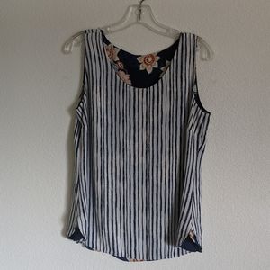 Chico's Reversible Sleeveless Tank Blouse -Double Layer - Size M (1) Blue